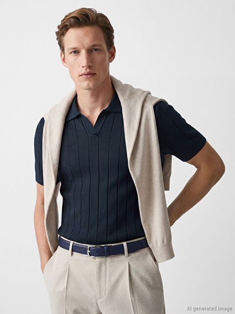 SOUTHBLUE Polo Yaka Çizgili Erkek Triko Tişört