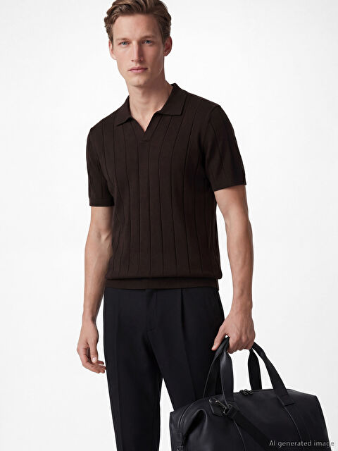 SOUTHBLUE Polo Yaka Çizgili Erkek Triko Tişört