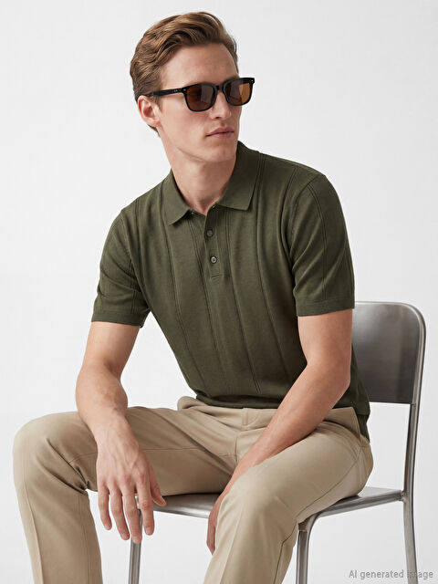 SOUTHBLUE Polo Yaka Çizgili Erkek Triko Tişört