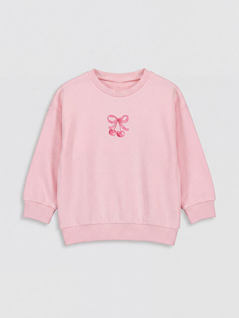 LCW Kids Bisiklet Yaka Baskılı Kız Çocuk Sweatshirt