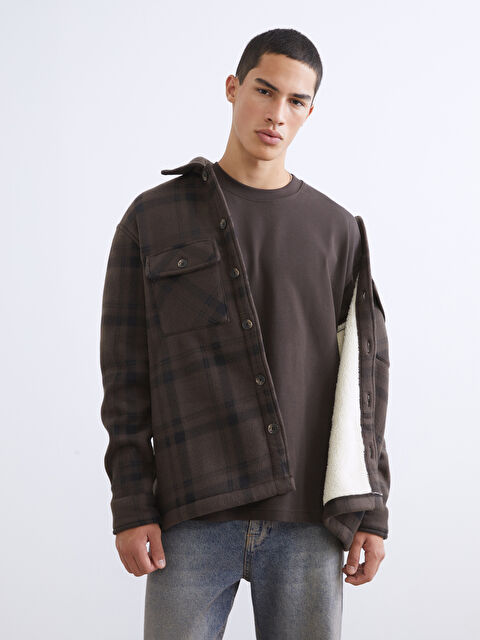 XSIDE Rahat Kalıp Uzun Kollu Ekose Erkek Gömlek Ceket - W60017Z8-LLL