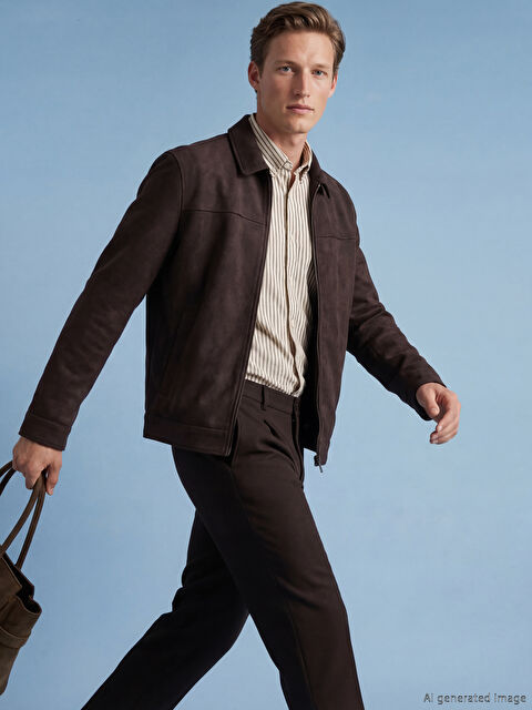 SOUTHBLUE Gömlek Yaka Süet Görünümlü Erkek Mont - W60426Z8-YD6