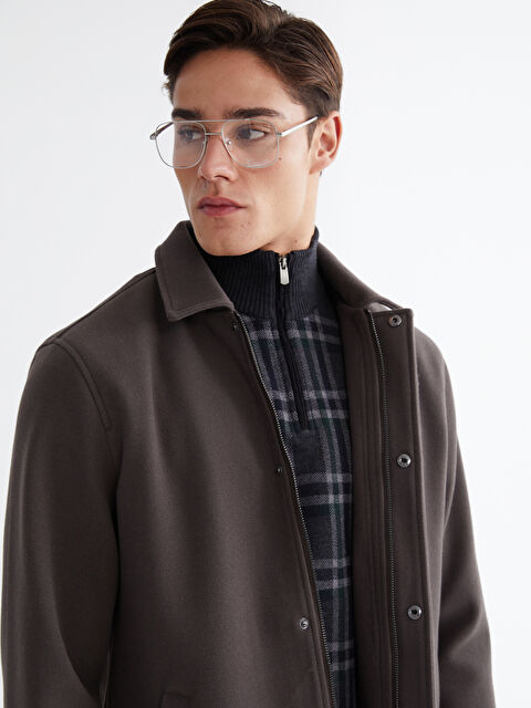 LCWAIKIKI Classic Standart Kalıp Gömlek Yaka Erkek Kaşe Mont - W60829Z8-ZQD