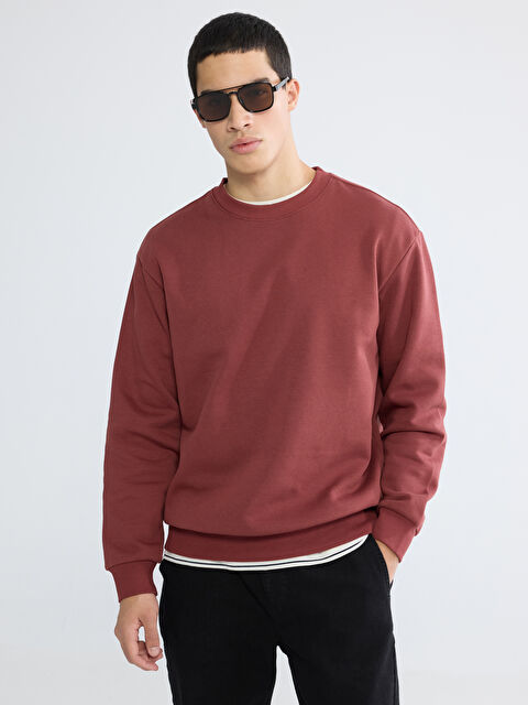XSIDE Bisiklet Yaka Erkek Kalın Sweatshirt - W60851Z8-2OA