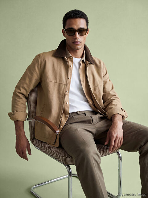 LCW Vision Rahat Kalıp Kadife Yaka Erkek Mont - W61840Z8-CR8