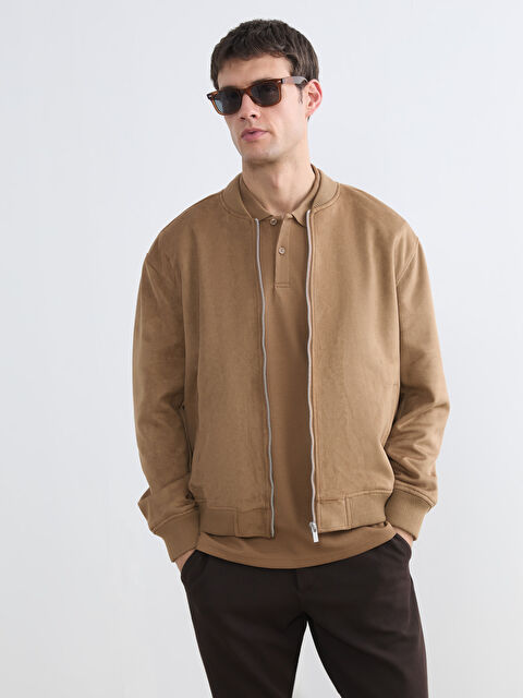 LCW Vision Standart Kalıp Erkek Süet Görünümlü Bomber Mont - W61841Z8-EEV