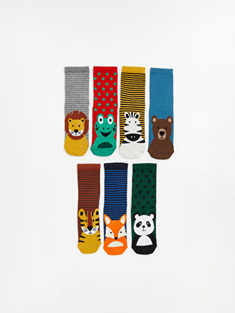 LCW Kids Hayvan Figürlü Erkek Çocuk Soket Çorap 7'li - W61903Z4-K00