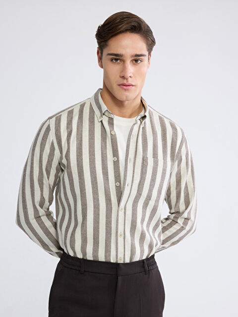 LCWAIKIKI Classic Regular Fit Çizgili Erkek Gömlek - W62048Z8-LEW