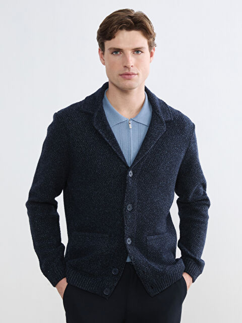 SOUTHBLUE Standart Kalıp Ceket Yaka Erkek Triko Hırka - W62156Z8-DM4