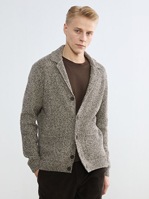 SOUTHBLUE Standart Kalıp Yün Karışımlı Erkek Triko Hırka