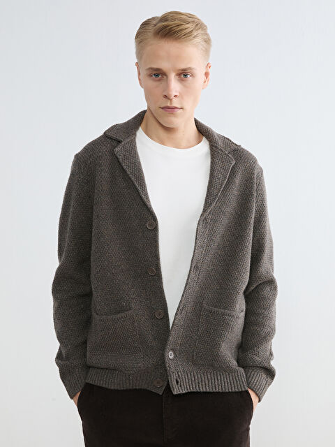 SOUTHBLUE Standart Kalıp Yün Karışımlı Erkek Triko Hırka