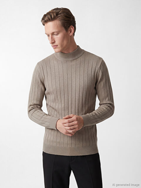 SOUTHBLUE Yarım Balıkçı Yaka Çizgili Erkek Triko Kazak