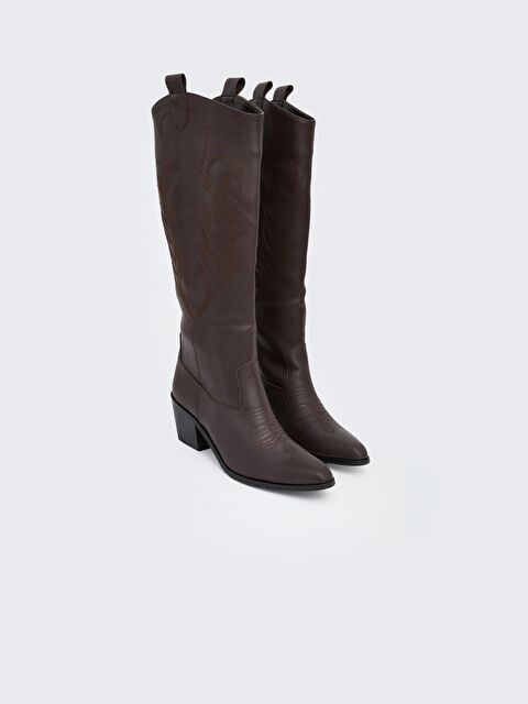 LCW STEPS Deri Görünümlü Kadın Çizme - W62901Z8-D7V