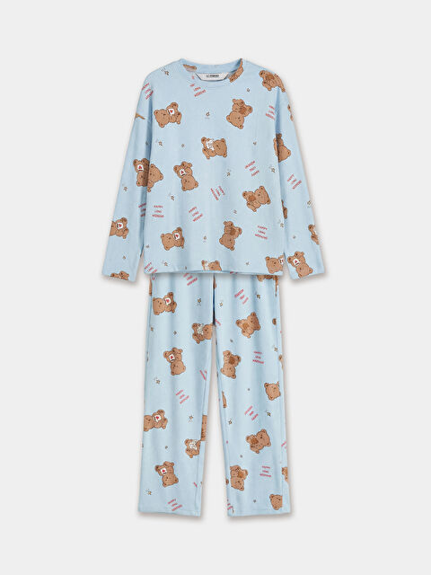 LCW Kids Bisiklet Yaka Baskılı Kız Çocuk Pijama Takım - W63036Z4-LQQ