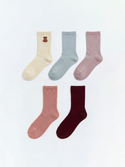 LCW DREAM Ayı Nakışlı Kadın Soket Çorap 5'li