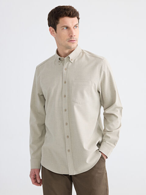 LCWAIKIKI Classic Regular Fit Armürlü Erkek Gömlek - W63172Z8-DFH