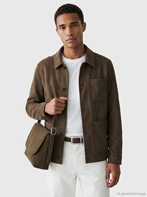 LCW Vision Slim Fit Erkek Süet Mont - W63328Z8-T99