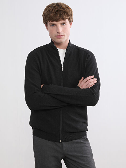 SOUTHBLUE Fermuarlı Standar Kalıp Erkek Triko Hırka - W63368Z8-RFH