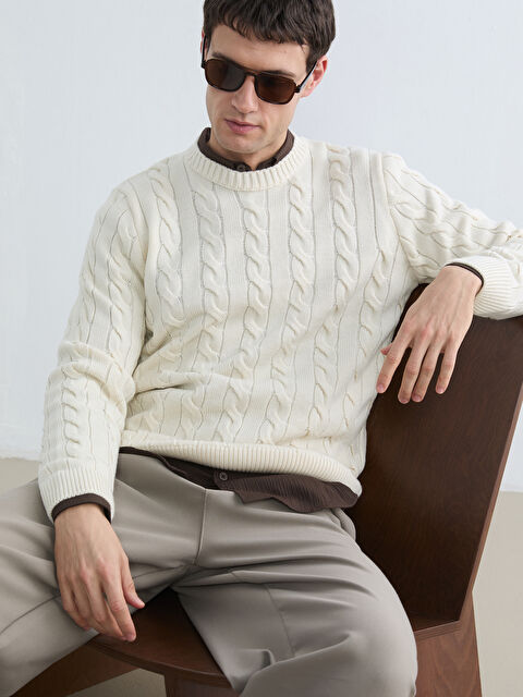 SOUTHBLUE Bisiklet Yaka Desenli Erkek Triko Kazak - W63369Z8-FDN