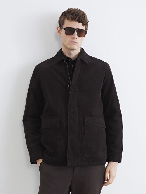 SOUTHBLUE Standart Kalıp Gömlek Yaka Kadife Erkek Mont