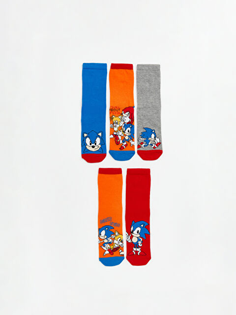 LCW Kids Sonic Baskılı Erkek Çocuk Soket Çorap 5'li - W63685Z4-K00