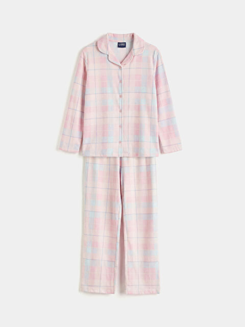 LCW Kids Gömlek Yaka Ekose Kız Çocuk Pijama Takım - W63705Z4-LSZ