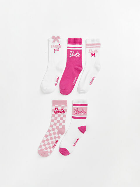 LCW Kids Barbie Desenli Kız Çocuk Soket Çorap 5'li - W64057Z4-JYX