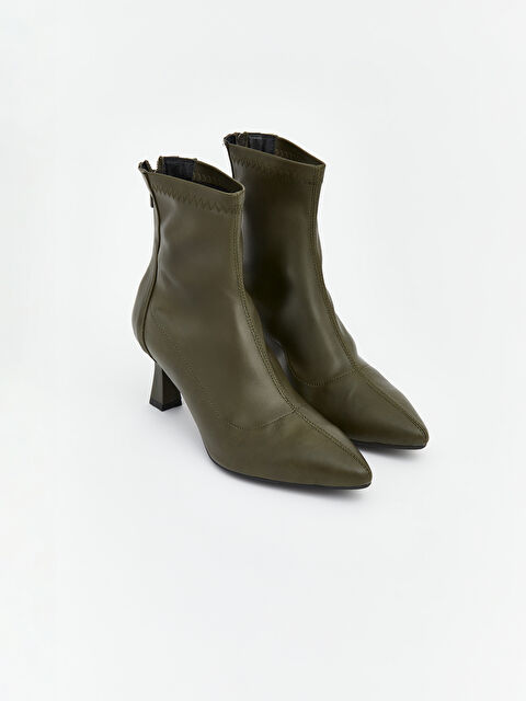 LCW STEPS Deri Görünümlü Kadın Topuklu Bot - W64778Z8-SPU