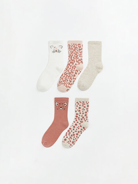 LCW Kids Desenli Kız Çocuk Soket Çorap 5'li - W64823Z4-J1F