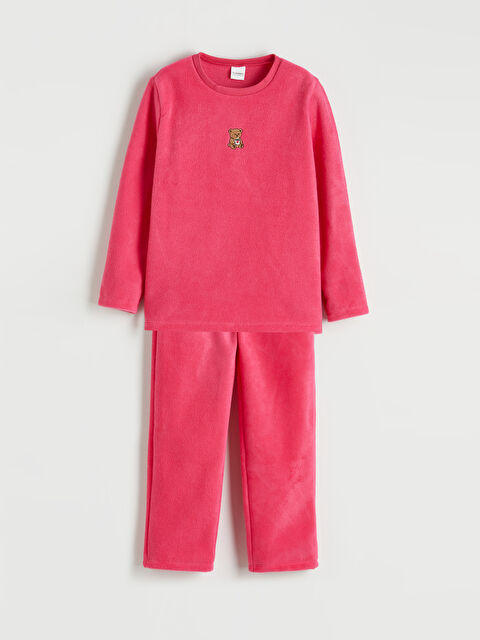LCW Kids Nakış Detaylı Polar Kız Çocuk Pijama Takım - W65030Z4-J1H