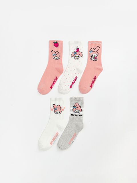 LCW Kids My Melody Desenli Kız Çocuk Soket Çorap 5'li - W65079Z4-G7Z