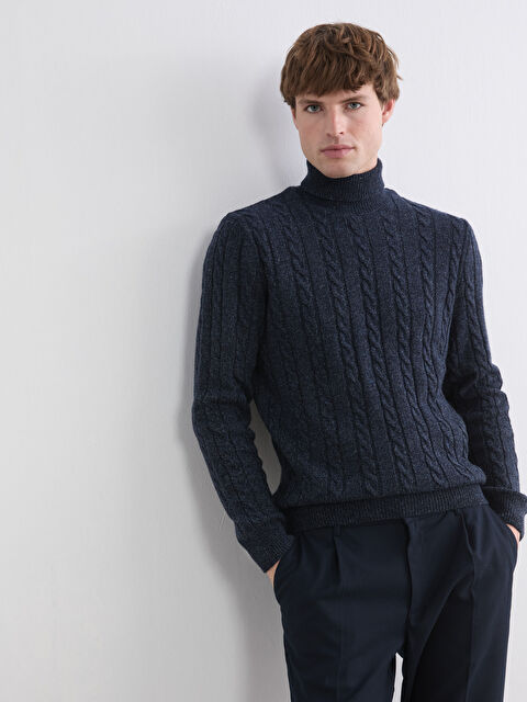 SOUTHBLUE Saç Örgüsü Desenli Triko Erkek Kazak - W65216Z8-DM4