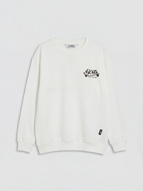 LCW Kids Bisiklet Yaka Baskılı Erkek Çocuk Sweatshirt