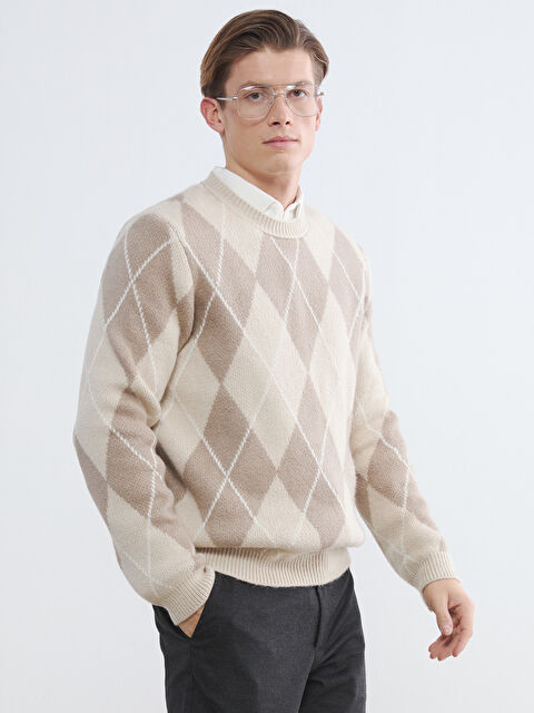 SOUTHBLUE Bisiklet Yaka Baklava Desenli Erkek Triko Kazak - W65441Z8-3RX