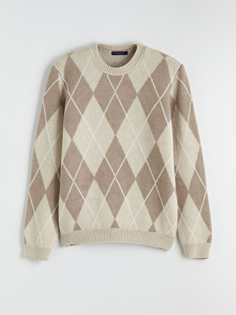 SOUTHBLUE Bisiklet Yaka Baklava Desenli Erkek Triko Kazak - W65441Z8-3RX