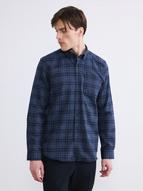 LCWAIKIKI Classic Regular Fit Yün Karışımlı Erkek Ekose Gömlek - W67015Z8-LLC