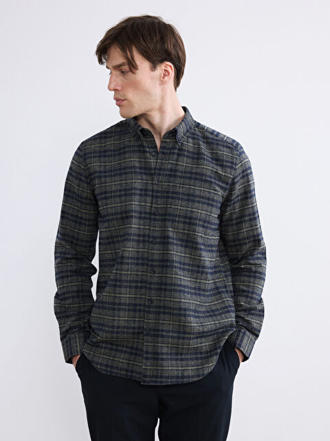 LCWAIKIKI Classic Regular Fit Yün Karışımlı Erkek Ekose Gömlek - W67015Z8-LMU