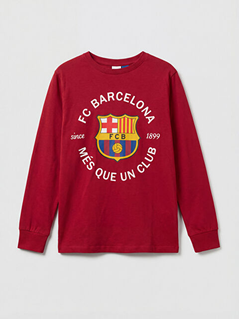 LCW Kids FC Barcelona Baskılı Erkek Çocuk Pijama Üstü - W67227Z4-HQG