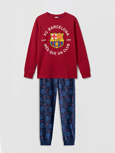 LCW Kids FC Barcelona Baskılı Erkek Çocuk Pijama Takımı - W67229Z4-HQG