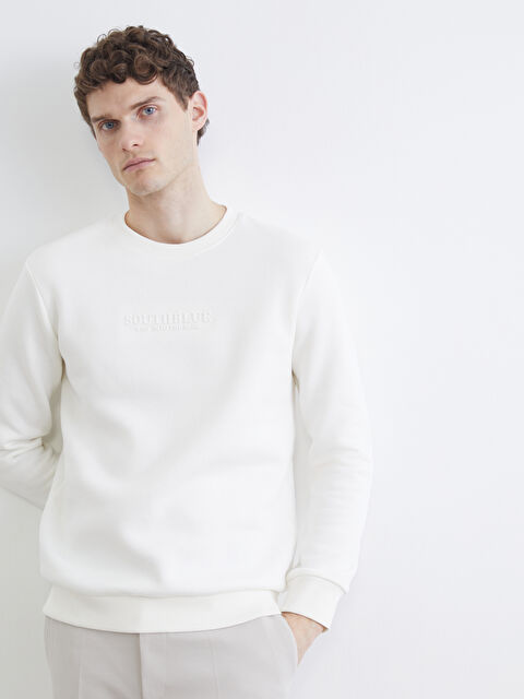 SOUTHBLUE Bisiklet Yaka Nakışlı Erkek Sweatshirt
