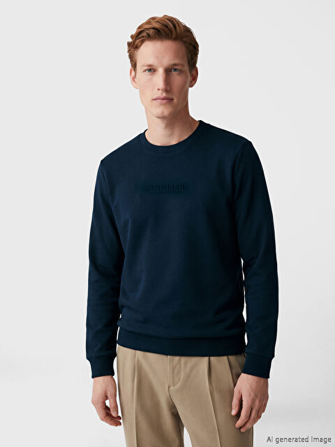 SOUTHBLUE Bisiklet Yaka Nakışlı Erkek Sweatshirt