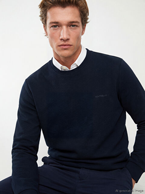 SOUTHBLUE Bisiklet Yaka Nakışlı Erkek Sweatshirt - W67416Z8-RFH