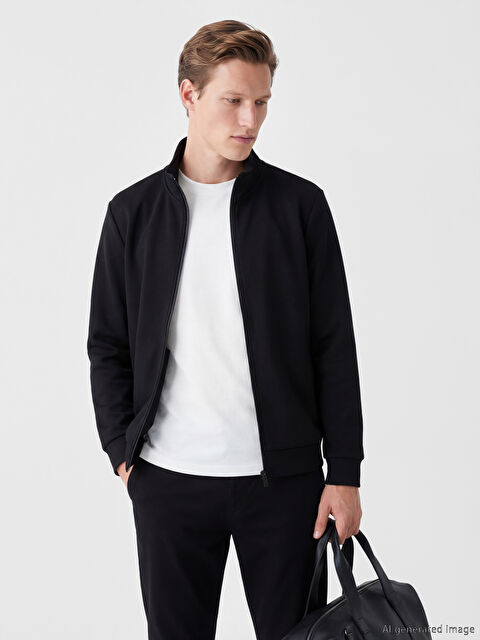 SOUTHBLUE Dik Yaka Erkek Fermuarlı Sweatshirt