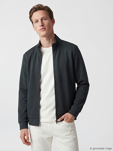 SOUTHBLUE Dik Yaka Erkek Fermuarlı Sweatshirt