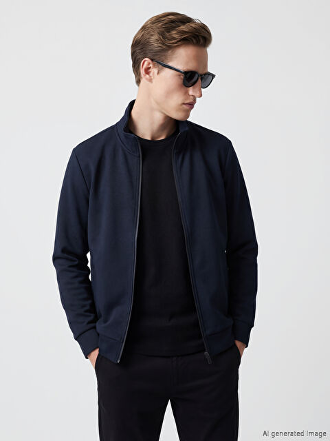 SOUTHBLUE Dik Yaka Erkek Fermuarlı Sweatshirt