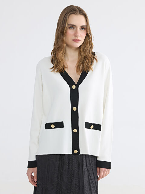 LCW EVERYDAY V Yaka Kadın Triko Hırka