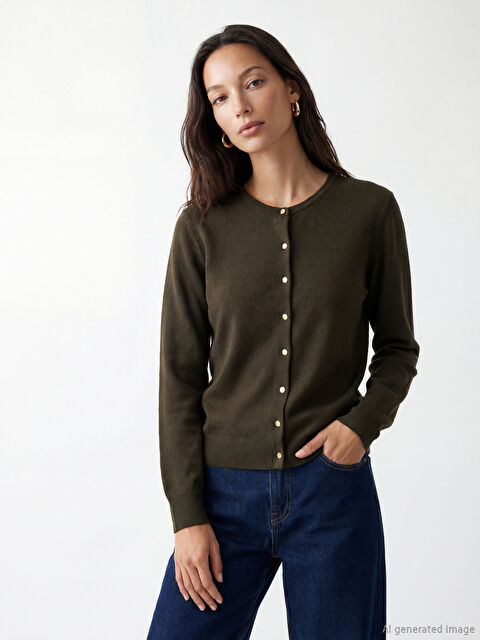 LCWAIKIKI Classic Bisiklet Yaka Kadın Triko Hırka - W6BF69Z8-1FY