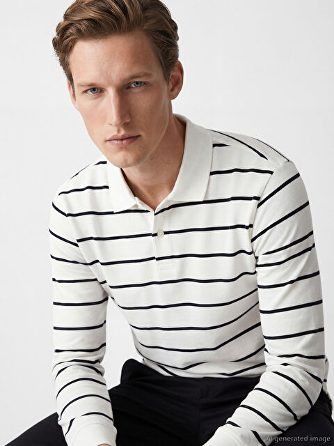 SOUTHBLUE Polo Yaka Çizgili Erkek Sweatshirt - W6BI57Z8-R9J