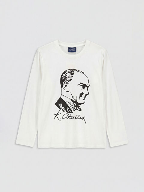 LCW Kids Bisiklet Yaka Atatürk Baskılı Erkek Çocuk Tişört