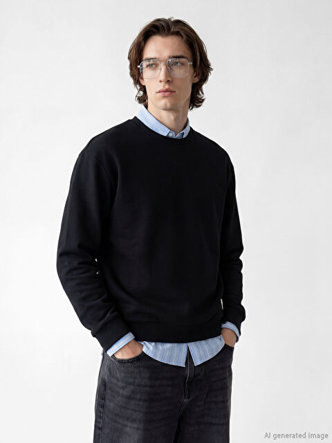 XSIDE Bisiklet Yaka Erkek Sweatshirt - W6BY45Z8-CVL